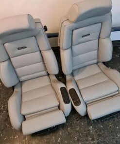 Original RECARO Classic Seats reupholstered into original Mercedes Grey (blue) leather For Sale